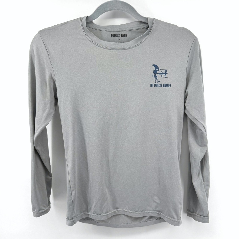 The Endless Summer Sun Shirt Boys 10 Gray Flamingo Surf Rash Guard Swim Beach